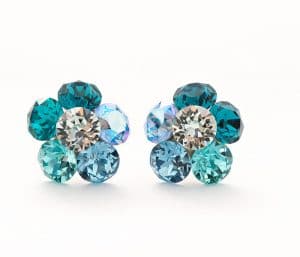 cercei floare cu cristale swarovski albastru turcoaz