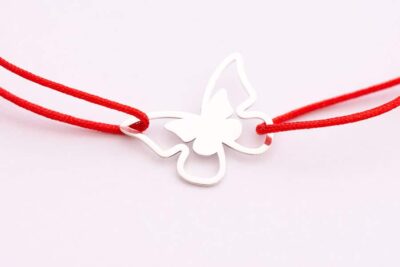 bratara snur fluture argint