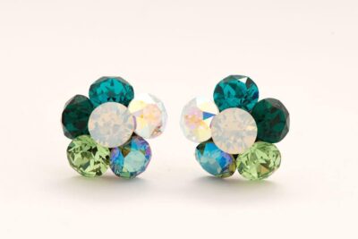 cercei floare swarovski cercei verzi cercei dama