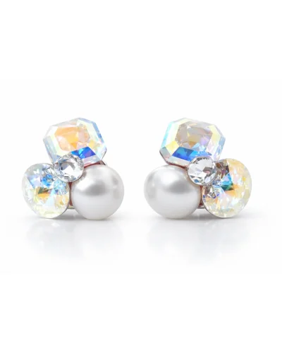 cercei perle cercei swarovski cercei curcubeu cercei muticolori cercei trifoi cercei 3 cristale