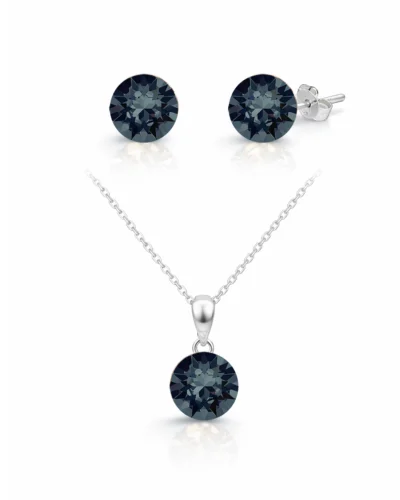 cercei negri cercei swarovski cercei argint cercei pietre negre set cercei si pandantiv negru set bijuterii negru set argint negru