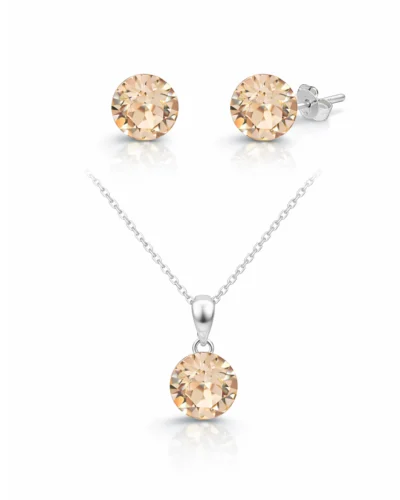 set cercei si pandantiv cercei argint set lantisor pandantiv bijuterii swarovski cercei pe ureche cercei stralucitori cercei bej cercei crem set bjuterii