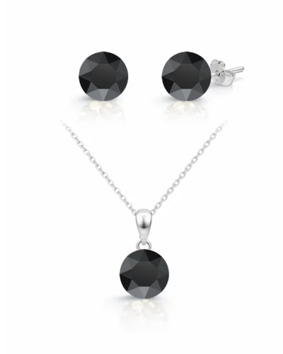 set cercei si pandantiv cu pietre negre cristale negre cercei pietre negre lant pietre negre