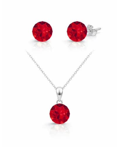 set cercei si pandantiv cercei rosii pietre rosii cristale rosii cercei swarovski lant swarovski