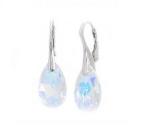 cercei swarovski albi cercei lacrima albi cercei argint cristale albe cercei mireasa lacrima cercei tortite leverback