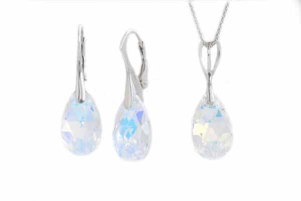 set swarovski mireasa set argint mireasa