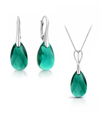 cercei verzi lant verde set bijuterii verde pietre swarovski verzi cercei swarovski cercei argint