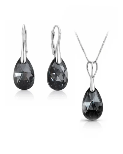 set argint set bijuterii argint set swarovski cercei leverback cercei lacrima lant argint lant swarovski