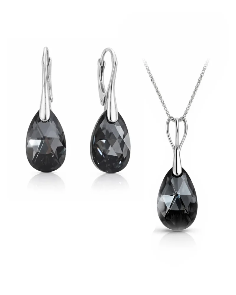 Set Bijuterii Argint 925 si cristale Swarovski Lacrima Silver Night