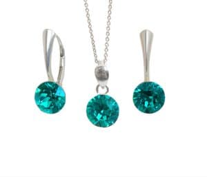 set bijuterii argint set argint femei set lantisor si cercei argint set bijuterii cu piata verde set swarovski verde set argint verde