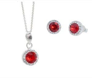 set bijuterii argint set argint femei set argint dama set cercei argint pet pietricele rosii set elegant rosu set pietre rosii set swarovski rosu
