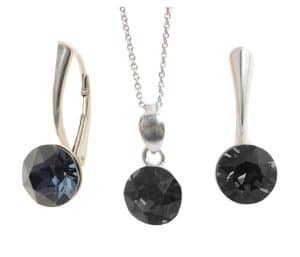 set bijuterii negru set pietre negre set swarovski negru set cristale negre set binuterii argint set argint femei set argint dama set bijuterii argint dama