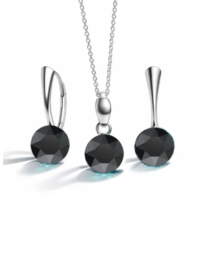 set cercei si pandantiv set swatovski cercei totita cercei leverback pietre swarovski negre