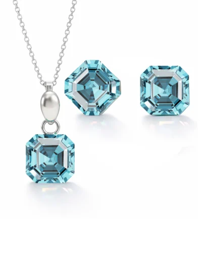 set cercei si pandantiv set bijuterii argint set bijuterii swarovski cercei albastri cercei argint cercei swarovski