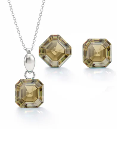 set cercei si pandantiv set bijuterii cercei aurii set auriu cercei swarovski bijuterii swarovski