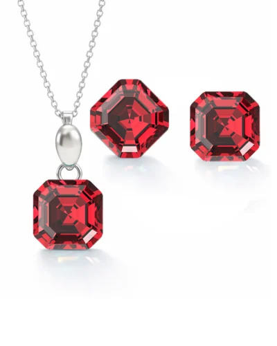 cercei rosii cercei pietre rosii set bijuterii argint set cercei si pandantiv set swarovski