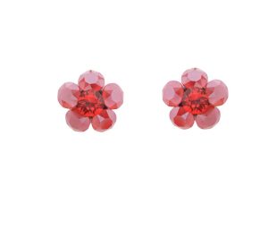 cercei floare rosii cercei floare swarovski