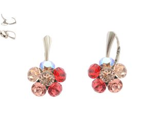 cercei tortite argint cercei floare tortite cercei swarovski rosii cercei floare swarovski