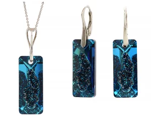 set argint set swarovski set bijuterii dama set pietre albastre set cercei si pandantiv set cercei si lantisor set swarovski aegint set argint swarovski