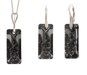 set cercei si lantisor lantisor swarovski colier swarovski set negru cercei negrii