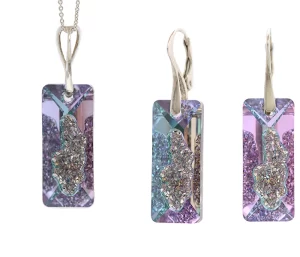 set argint dama set argint swarovski set lantisor si cercei