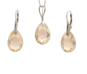 set swarovski set argint set bijuterii argint set lanstisor si cercei set swarovski auriu cercei lacrima cercei aurii