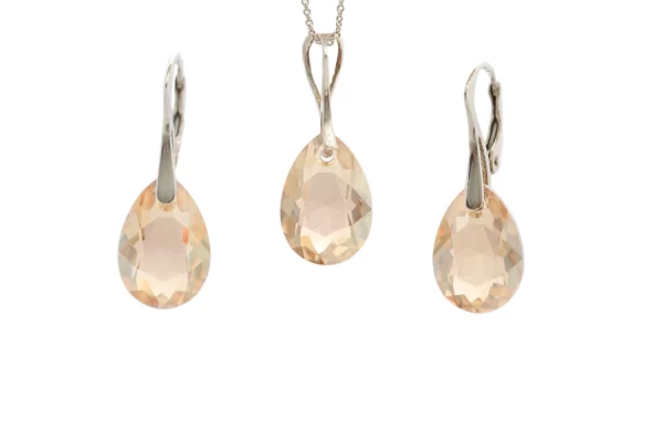 set swarovski set argint set bijuterii argint set lanstisor si cercei set swarovski auriu cercei lacrima cercei aurii
