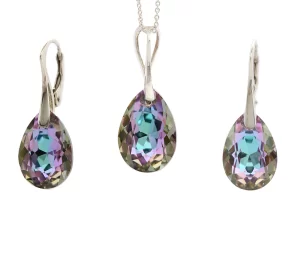 set bijuterii argint set bijuterii swarovski set swarovski set argint set lantisor si cercei