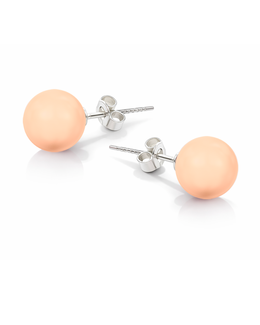 cercei-model-pe-ureche-cu-perle-rotunde-swarovski-culoarea-piersica cercei pe ureche cercei perle cercei perle rotunde cercei perle albe cercei argint cercei perle argint