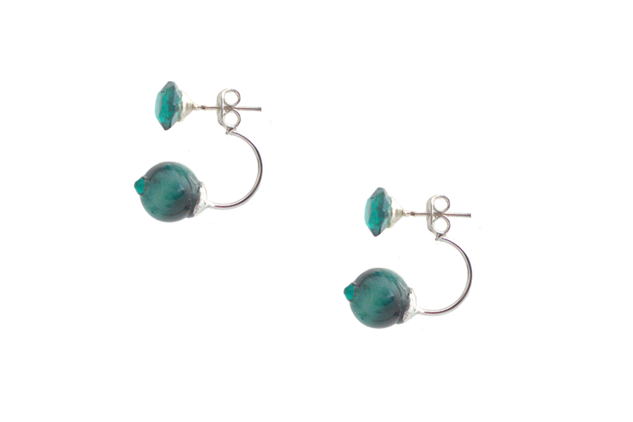 cercei-double-cu-cristale-swarovski-verde-emerald-si-ochi-de-tigru-verde cercei double cercei dubli cercei verzi cercei swarovski cercei verde smarald cercei pietre semipretioase