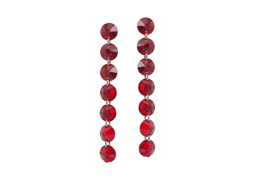 cercei-foarte-lungi-realizati-cu-cristale-swarovski-rosii cercei rosii cercei swarovski rosii cercei eleganti rosii cercei lungi rosii