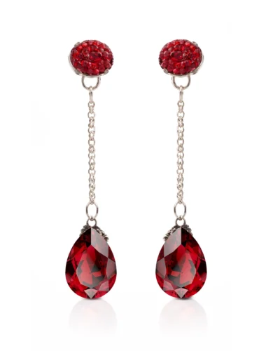 cercei rosii cercei swarovski rosii cercei lungi rosii cercei eleganti rosii cercei cu lant cercei swarovski eleganti