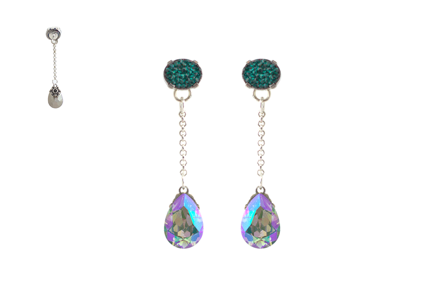 cercei-tip-lantisor-cucristale-swarovski-lacrima-culoare-paradise-shine cercei swarovski cerceu cu lant cercei swarovski eleganti cercei swarovski lungi cercei verzi cercei mov cercei lacrima