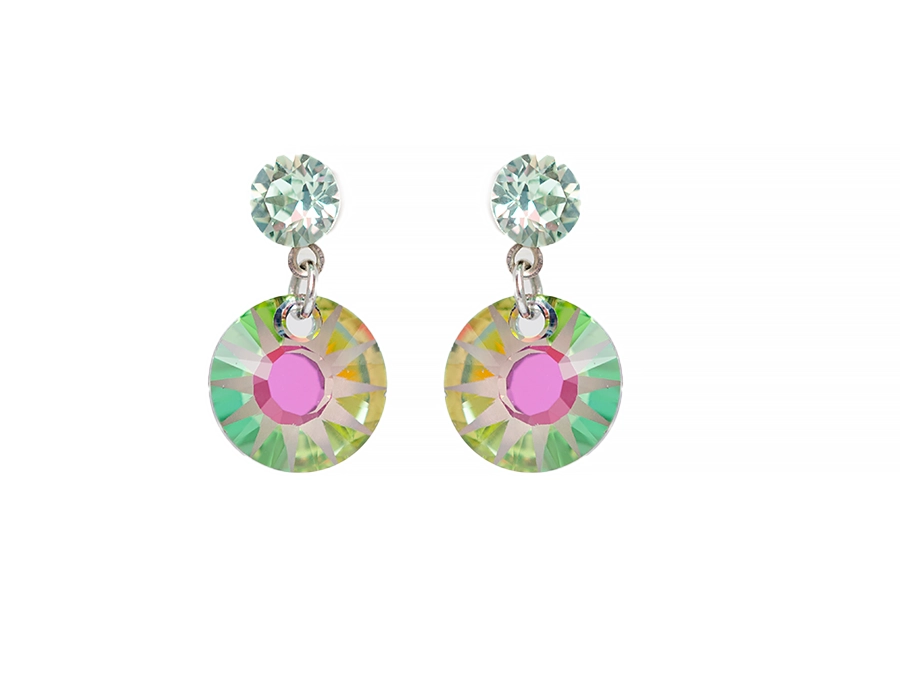 cercei-cristale-swarovski-rotunzi-in-nuante-de-verde cercei verzi cercei swarovski cercei pietre verzi cercei stralucitori verzi cercei eleganti verzi cercei swarovski verzi