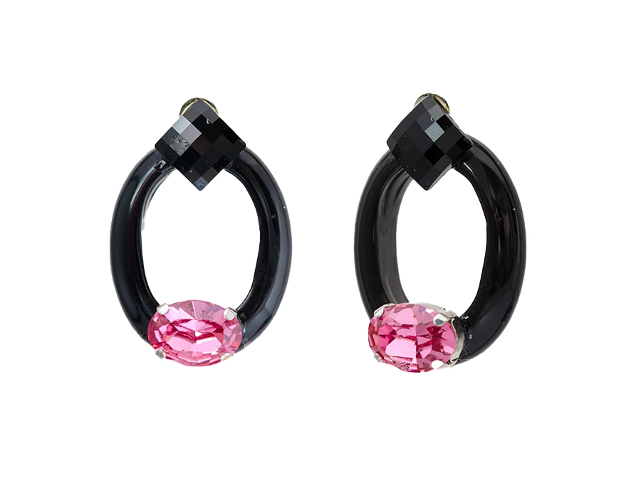 cercei-mari-din-pietre-naturale-onix-si-cristale-swarovski-rose-si-negru-mat cercei onic cercei mari cercei negri cercei mari negri cercei swarovski cercei swarovski negri cercei roz cercei pietre naturale