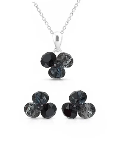 cercei trifoi cercei trifoi negri cercei negrei cercei piata neagra cercei swarovski set binuterii negru set swarovski lant swarovski
