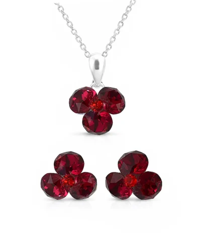 cercei rosii cercei pietre rosii cercei swarovski rosii cercei trifoi cercei trifoi rosii set bijuterii pietre rosii set rosu set argint rosu