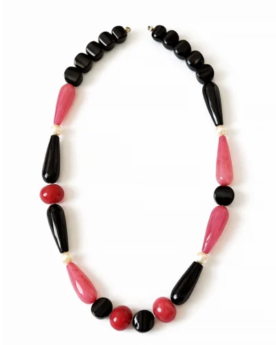 colier roz negru colier pietre naturale colier statement elegant colier handmade colier cu perle colier fashion femei colier design modern bijuterii handmade colier elegant femei colier luxury handmade