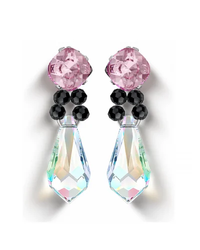 cercei eleganți cu cristale Swarovski cercei roz eleganți cercei Swarovski model unicat cercei cu cristal aurora boreala cercei handmade eleganți