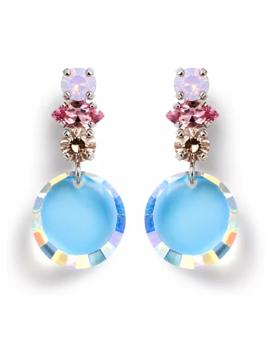 cercei eleganți cu cristale Swarovski cercei albastru aurora boreala cercei lungi eleganți cercei Swarovski model unicat cercei handmade eleganți