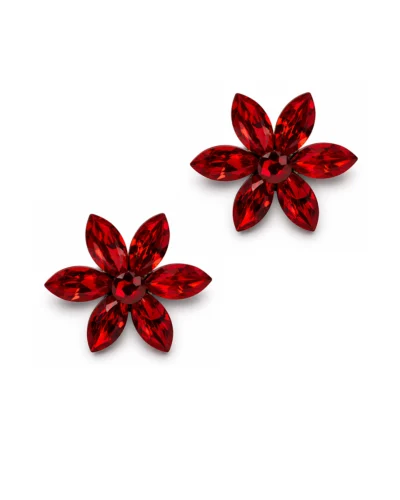 cercei floare cercei flori cercei swarovski cercei pe ureche cercei rosii cercei pietre swarovski cercei cristale rosii cercei pietre rosii