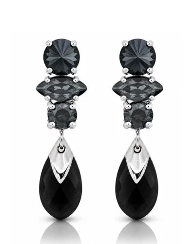 cercei cu cristale Swarovski negre cercei eleganți cu cristale Swarovski cercei negri eleganți damă cercei handmade Cristalia cercei lungi eleganți cercei statement negri cercei de ocazie cu cristale Swarovski cercei premium damă cercei rafinați negri cercei design modern