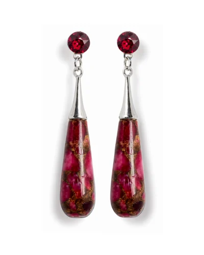 cercei jasp roz cercei cu piatră naturală roz cercei cu cristale Swarovski cercei lungi eleganți damă cercei handmade Cristalia cercei cu inserții aurii cercei feminini eleganți cercei de ocazie cercei design natural