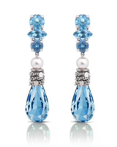 cercei cristale Swarovski aquamarine cercei lungi eleganți albastru deschis cercei aquamarine eleganți cercei tip lacrimă aquamarine cercei eleganți damă cristale cercei lungi de ocazie